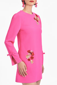 Embroidered Lily Dress in Electric Pink