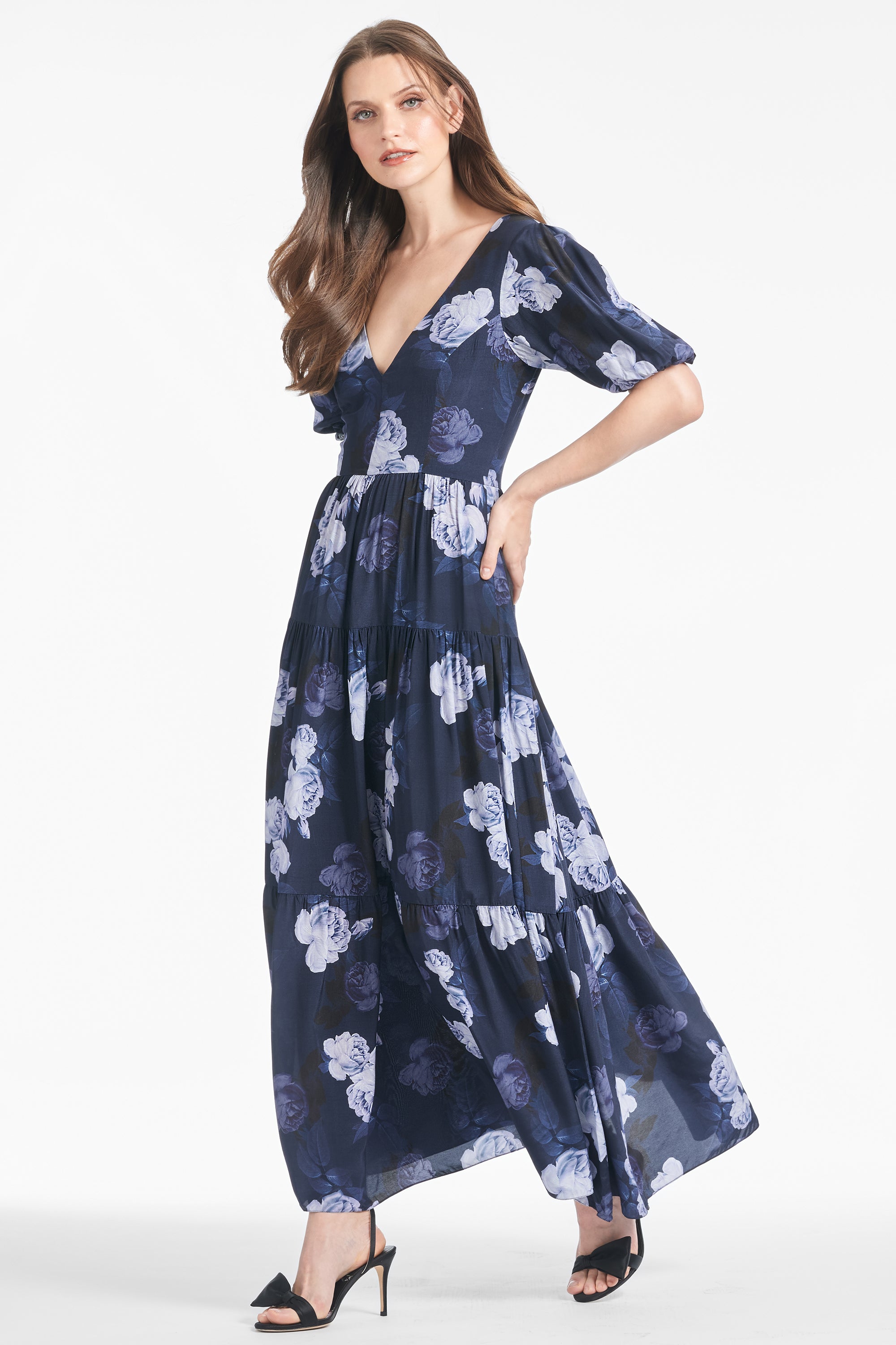 Carina Dress in Midnight Glacial Rose