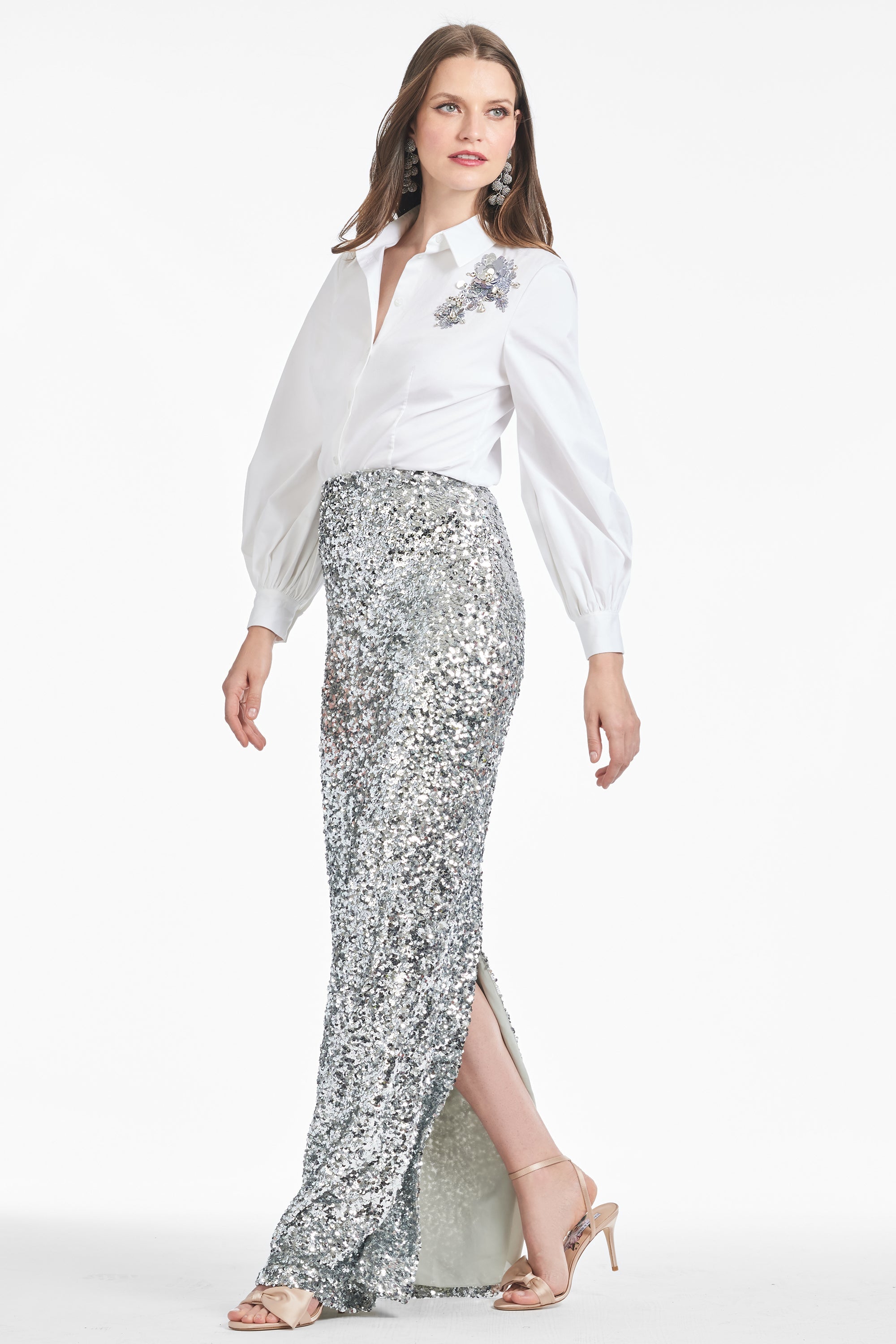 Sequin Isolde Skirt in Silver