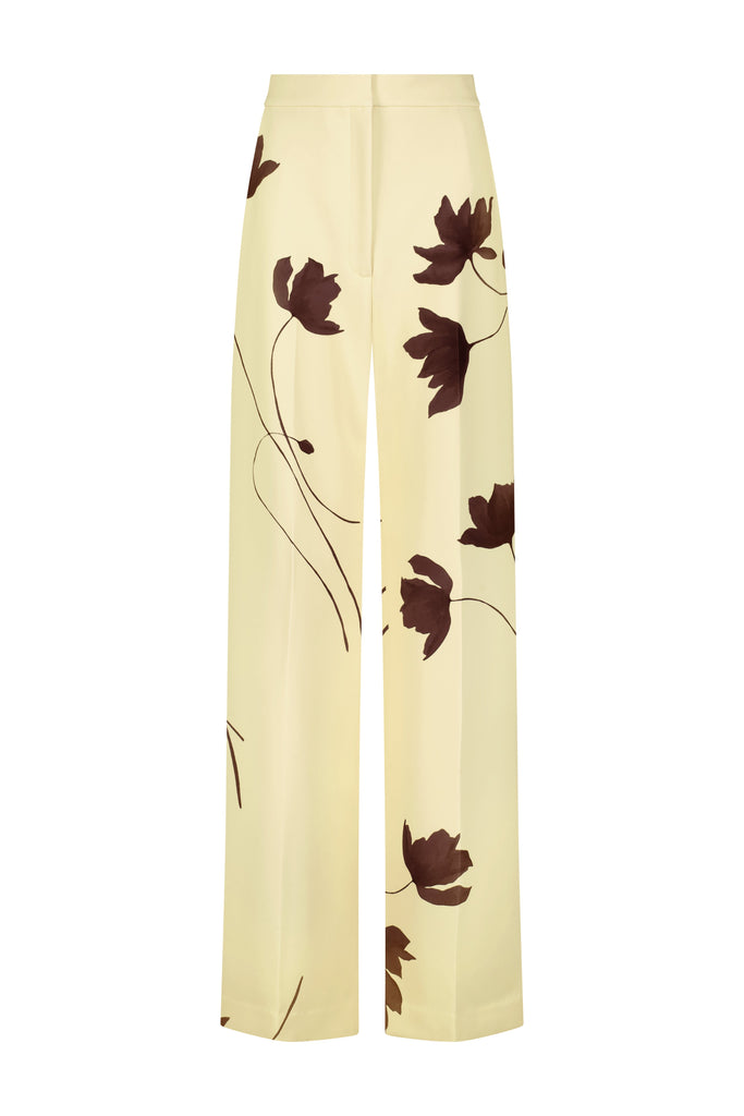 Floral Printed Crepe Molly Pant in Sunlight & Cocoa