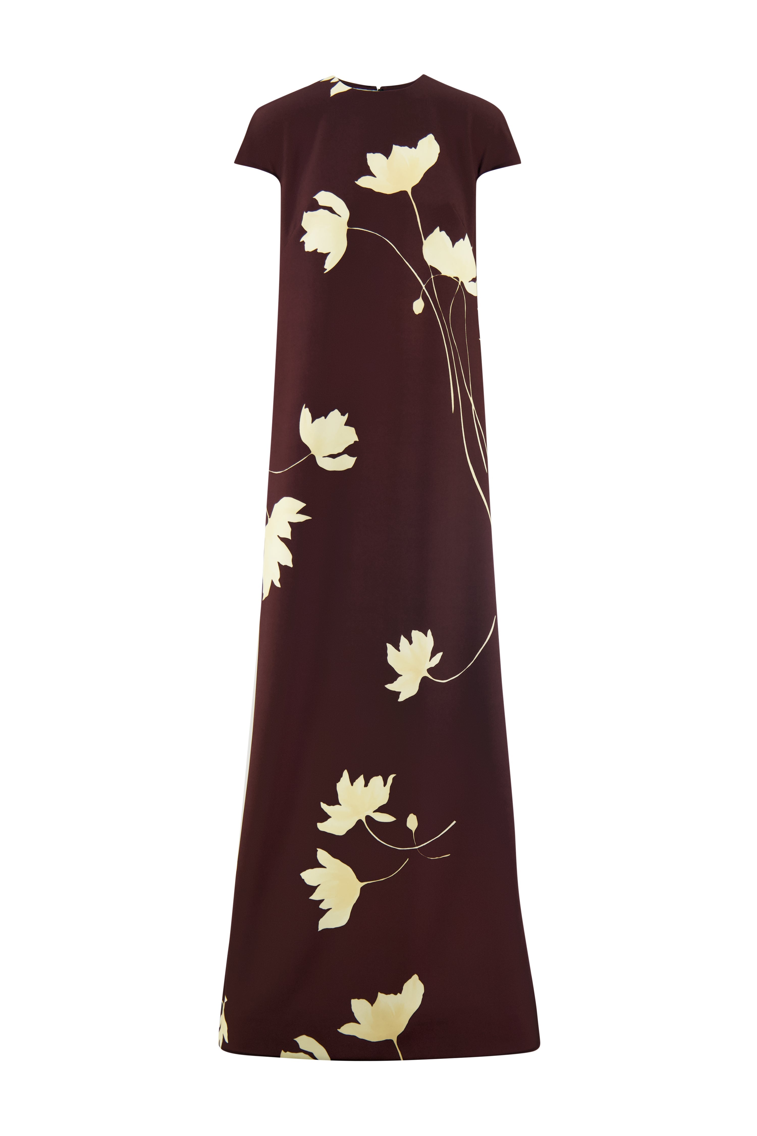 Floral Printed Crepe Augusta Gown in Cocoa & Sunlight