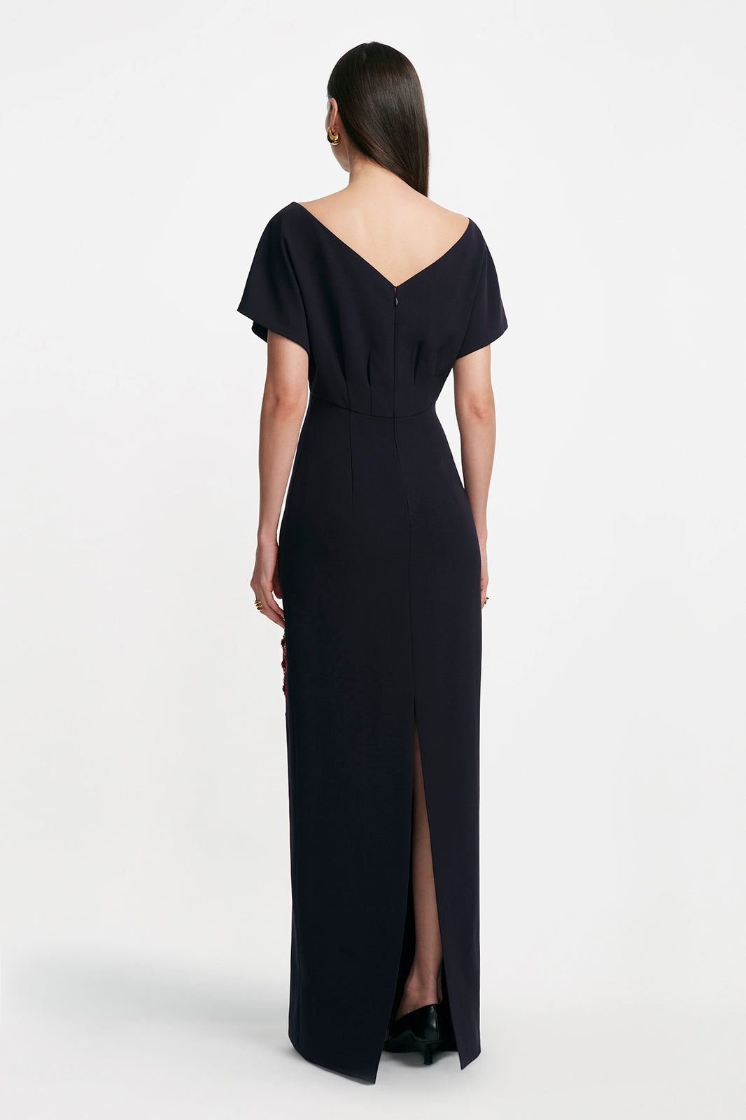 Floral Embroidery Savannah Gown in Navy