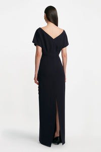 Floral Embroidery Savannah Gown in Navy