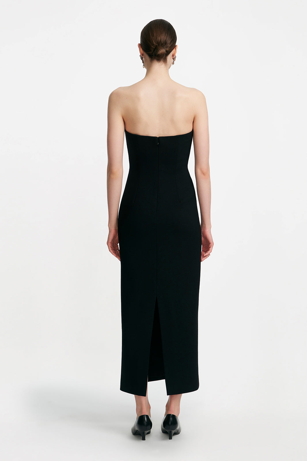 Crystal Embroidery Strapless Sheath in Black