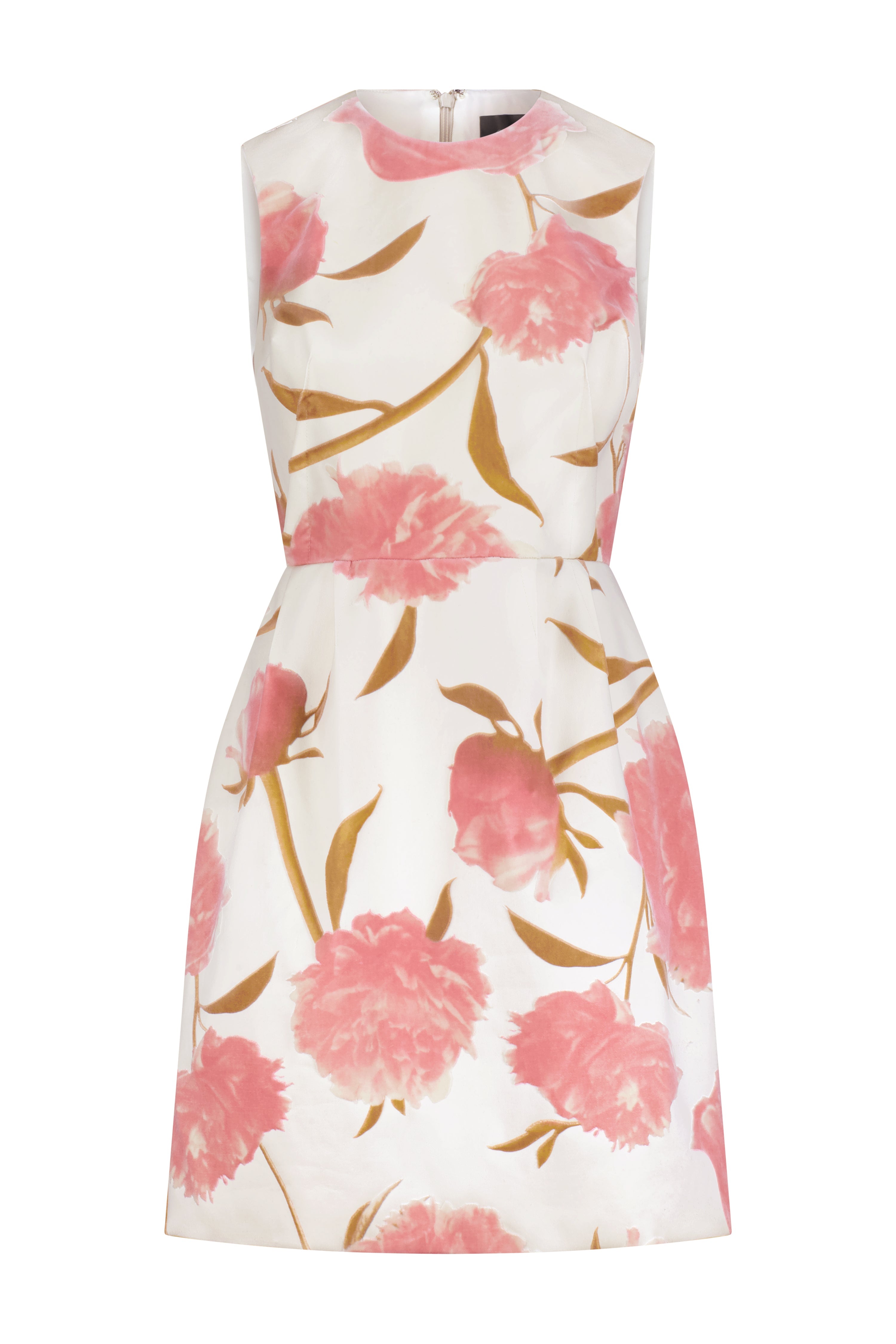 Floral Velvet Sleeveless Mini Dress in Pink Multi