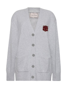 Bowery Oversized Patch Cardigan RTW LINGUA FRANCA NYC Smoke XS