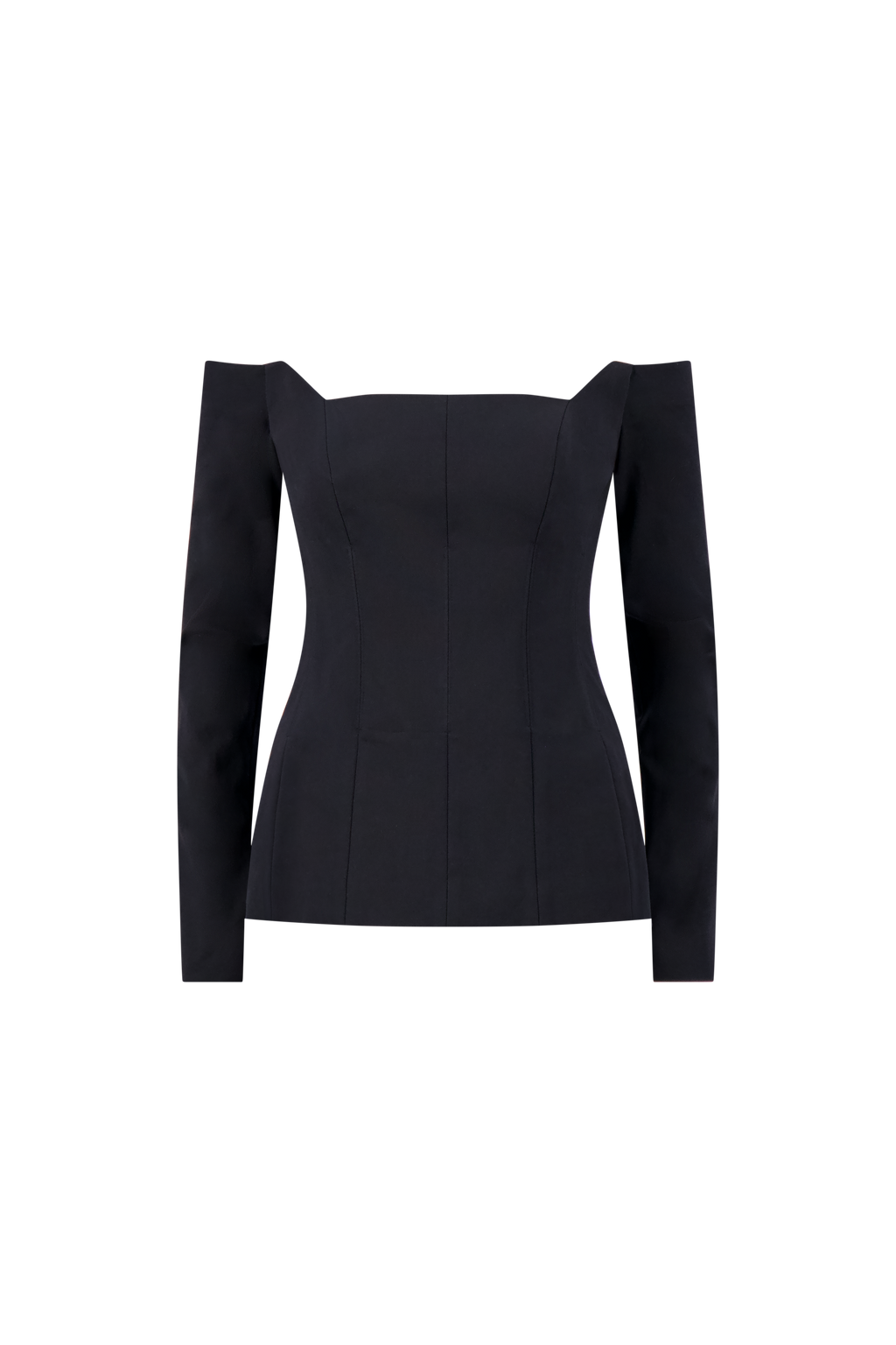 Stretch Cotton Off The Shoulder Top in Black