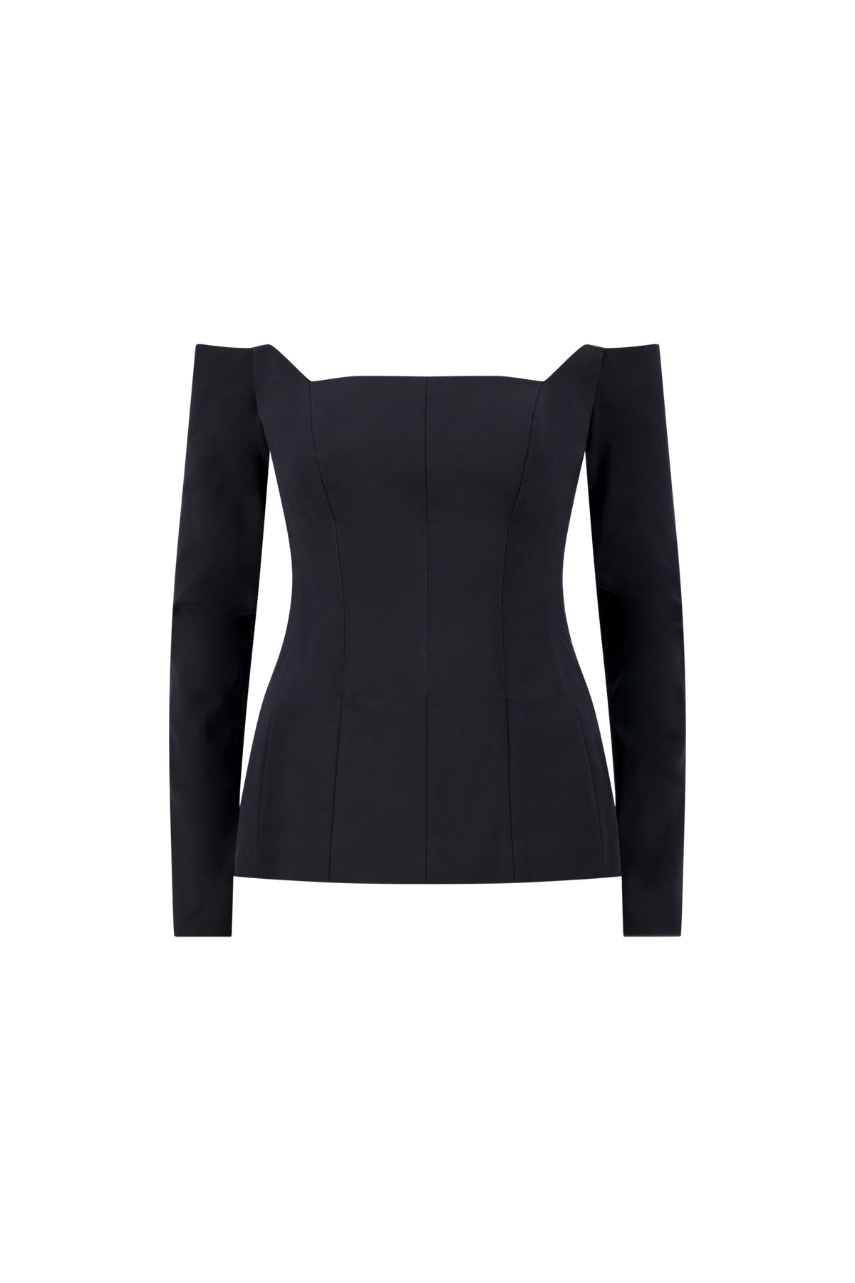 Stretch Cotton Off The Shoulder Top in Black