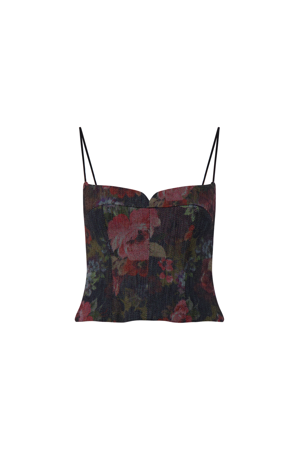 Floral Denim Bustier in Multi