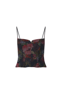 Floral Denim Bustier in Multi