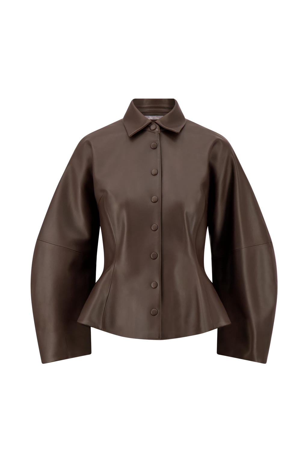 Leather Peplum Jacket in Chocolate