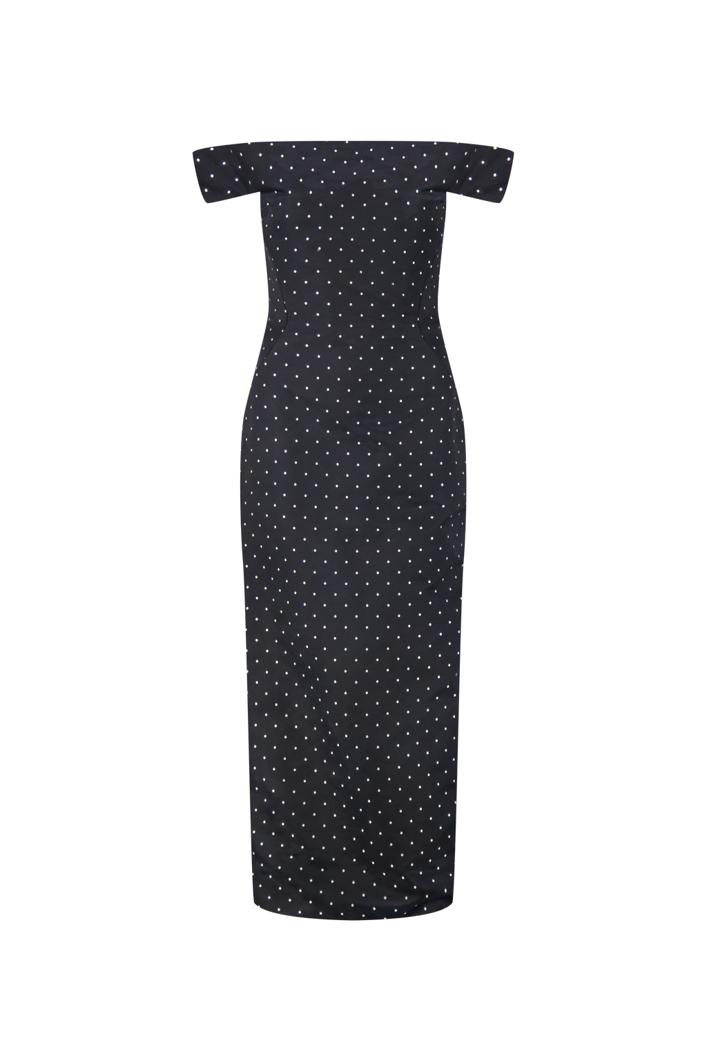 Polka Dot Jacquard Column Dress in Black