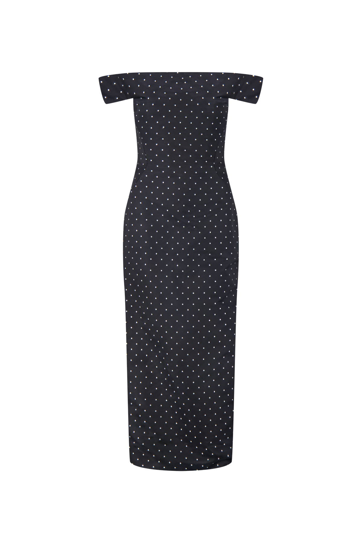 Polka Dot Jacquard Column Dress in Black