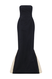 Polka Dot Jacquard Chloe Gown in Black