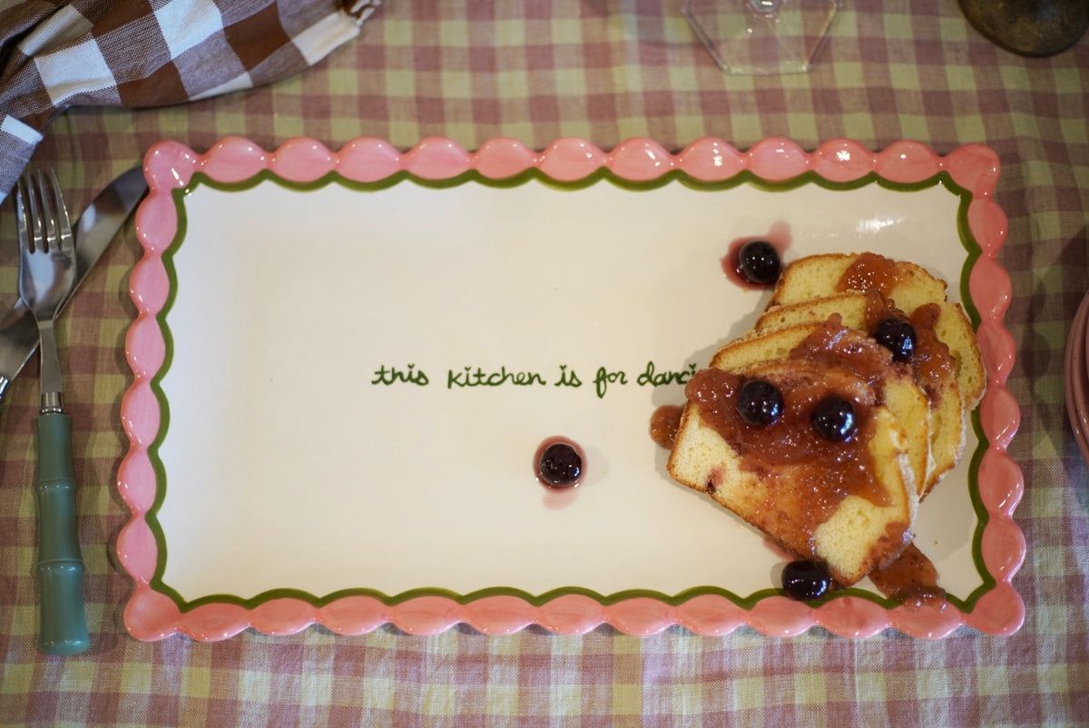 Hand-painted “This Kitchen is for Dancing” Scalloped Tray