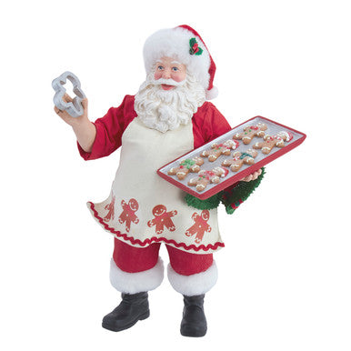 Kurt Adler 10.5" Fabriché Gingerbread Chef Santa Holding Tray Of Decorated Gingerbread