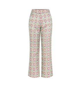 The Annina Pant in Brocade Diamond Block Berry/Green