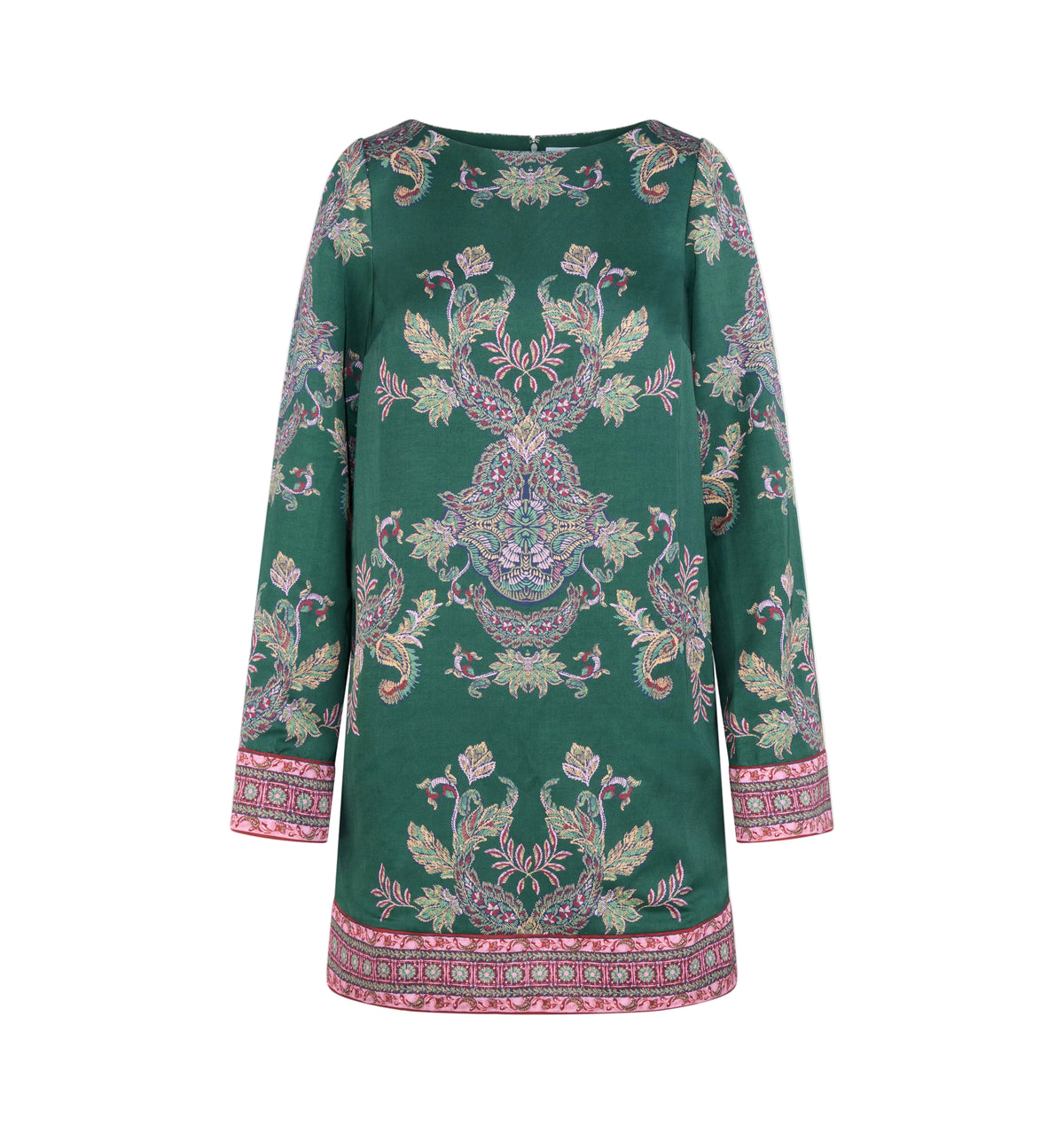 The Long Sleeve Viola Dress in Windsor Paisley Emerald Green