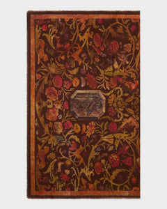 Cabana Pietra Dura Inspired Wool & Silk Scarf in Terracotta
