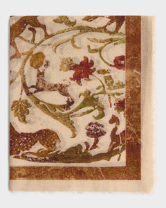 Cabana Pietra Dura Inspired Wool & Silk Scarf in Ivory