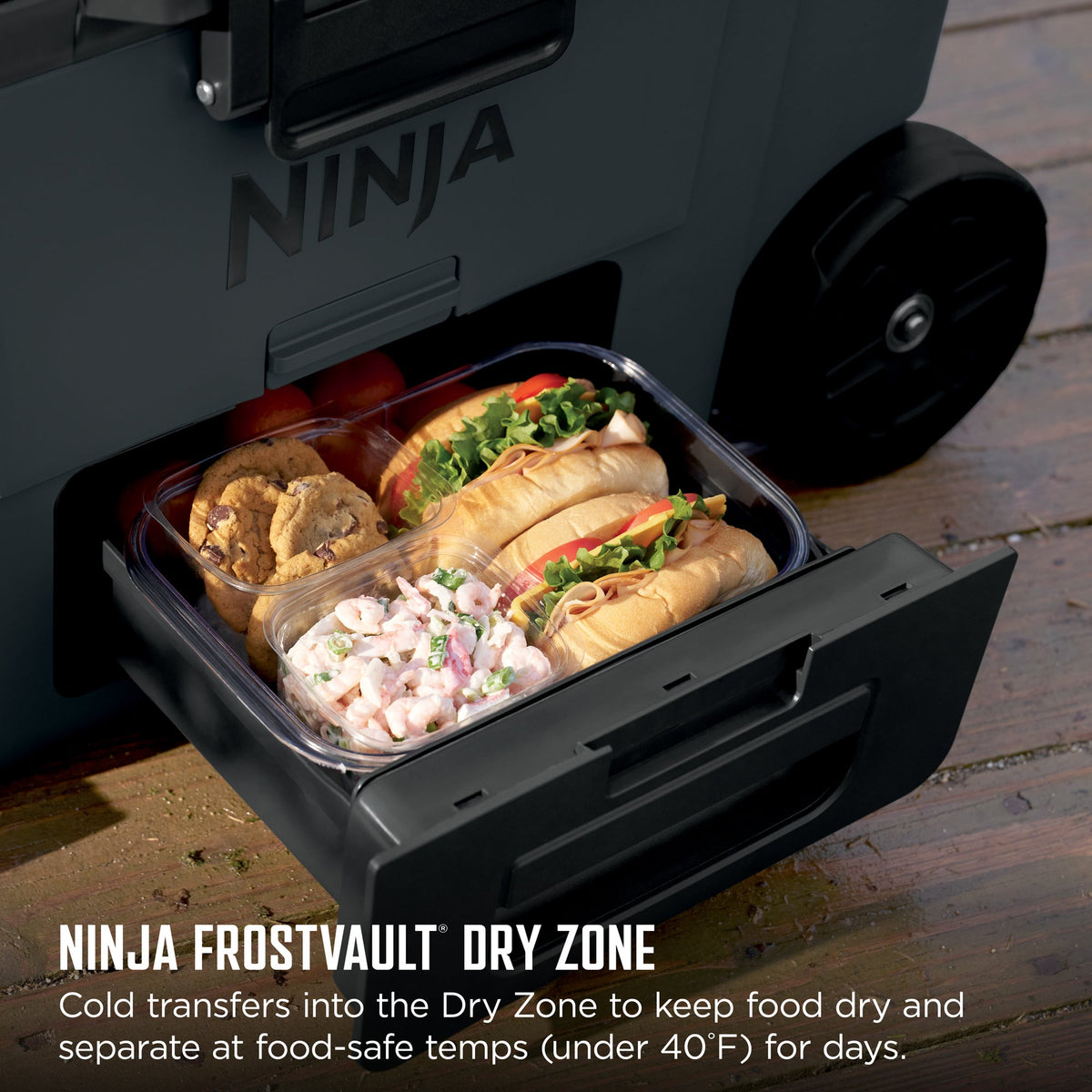 Ninja FrostVault 45qt Wheeled Cooler w/ Dry Zone, Charcoal Gray