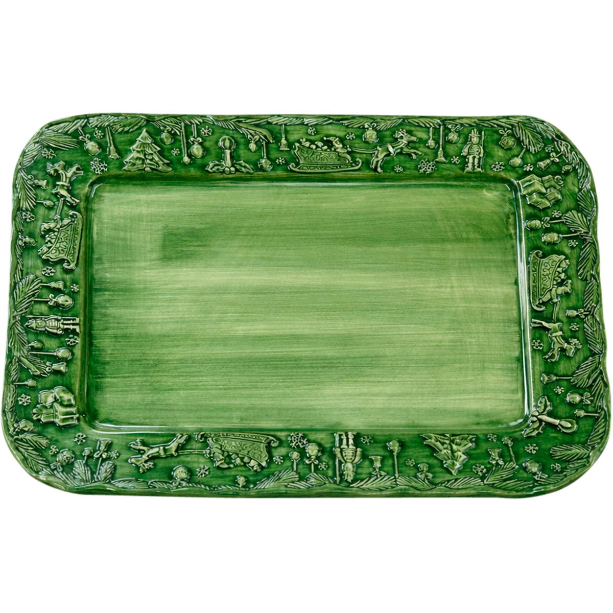 Fiabe di Natale Green Rectangular Platter