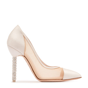 Jasmine Crystal Pump in Soft Ivory & Mesh