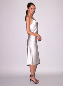 Cowl slip midi dress in ivory