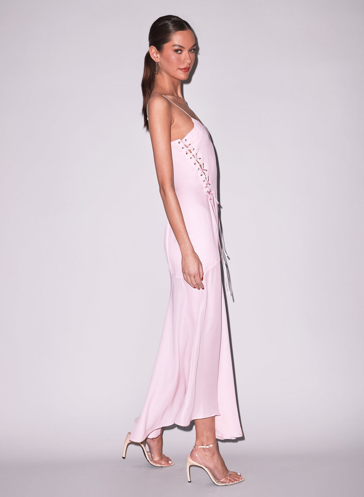 Side view Gia Gown in pink