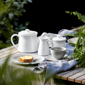 Friso Collection Teacups & Saucers in White, Set of 6