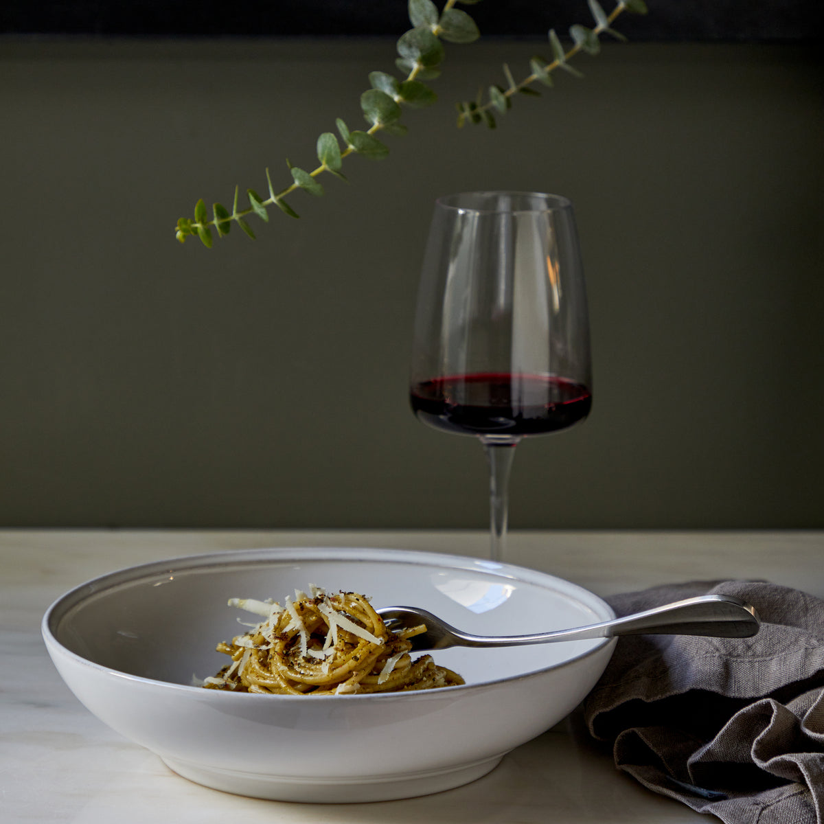 Friso Collection Pasta Bowls in White, Set of 6