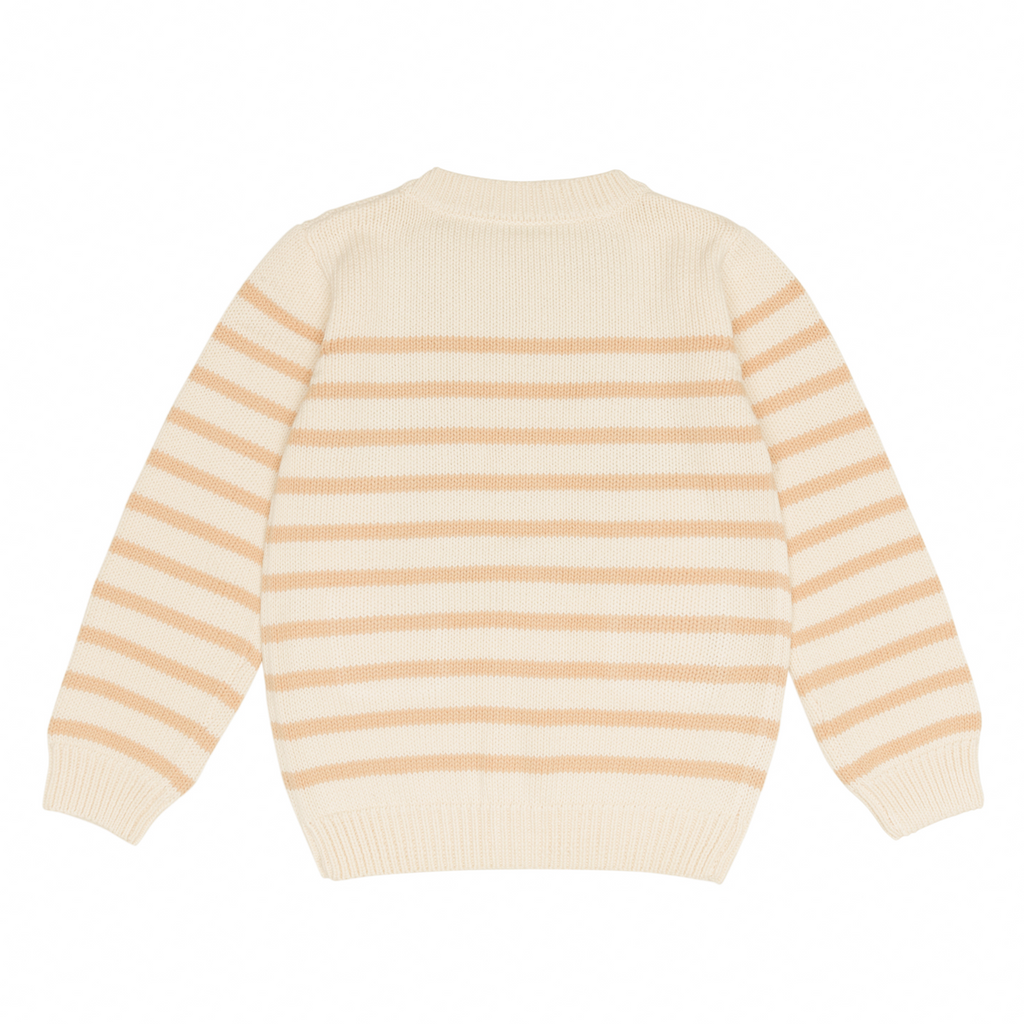 Unisex Cream and Tan Stripe Knit Cardigan