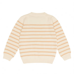 Unisex Cream and Tan Stripe Knit Cardigan