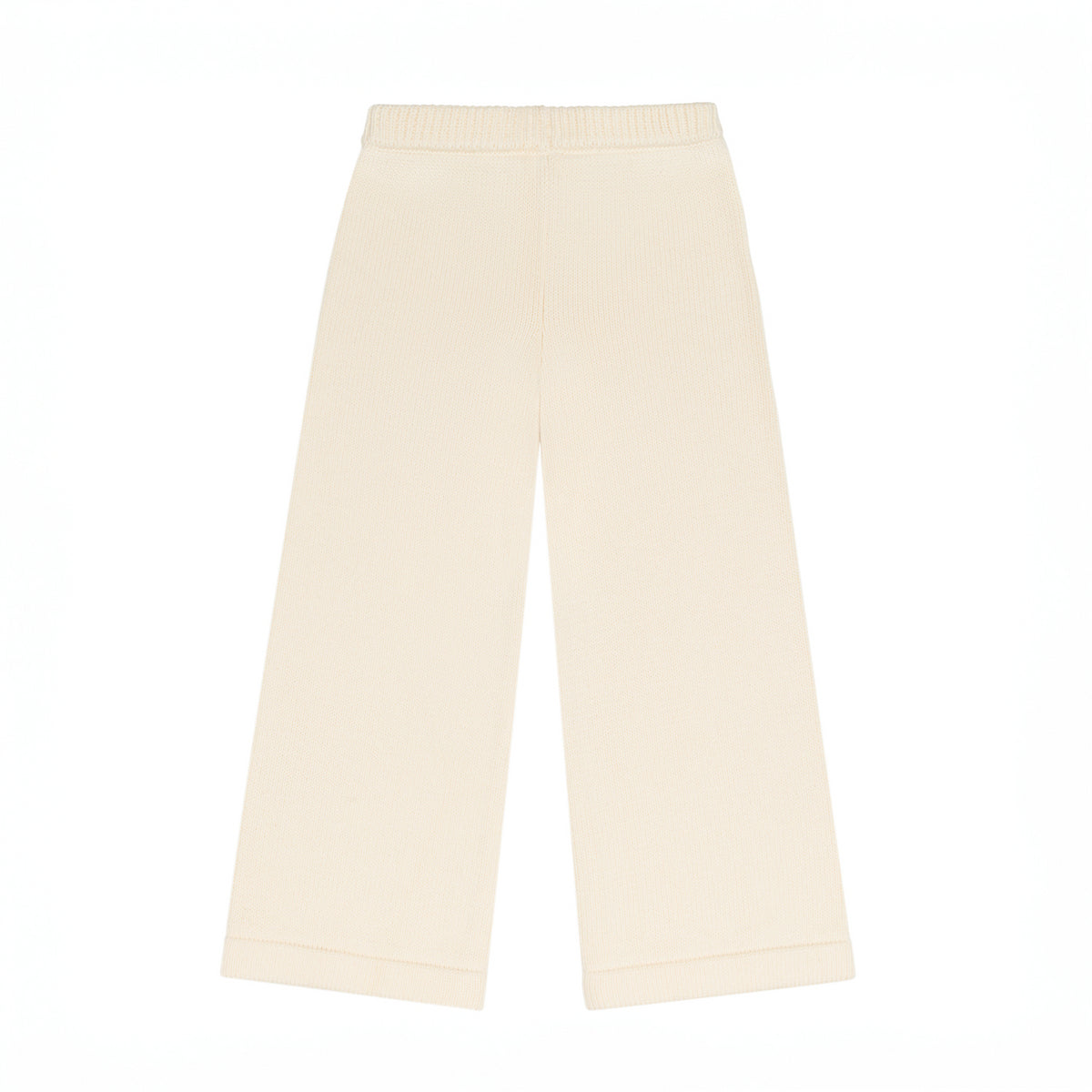Unisex Cream Wide Leg Knit Pant
