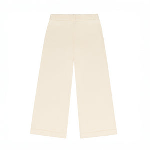 Unisex Cream Wide Leg Knit Pant
