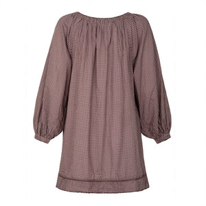Women’s Cocoa Gingham Long Sleeve Cotton Coverup
