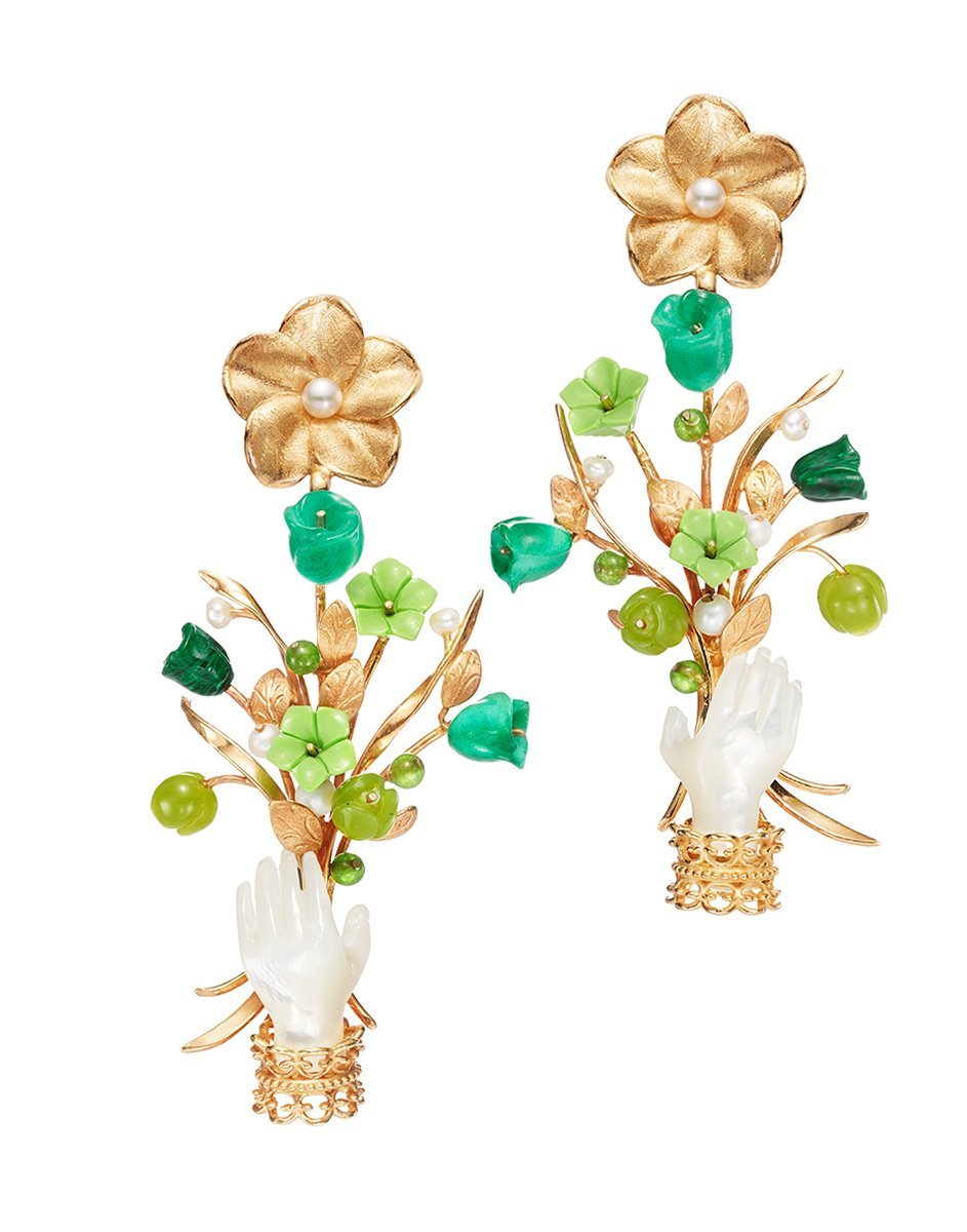 Blossom Earrings in Pearl Green