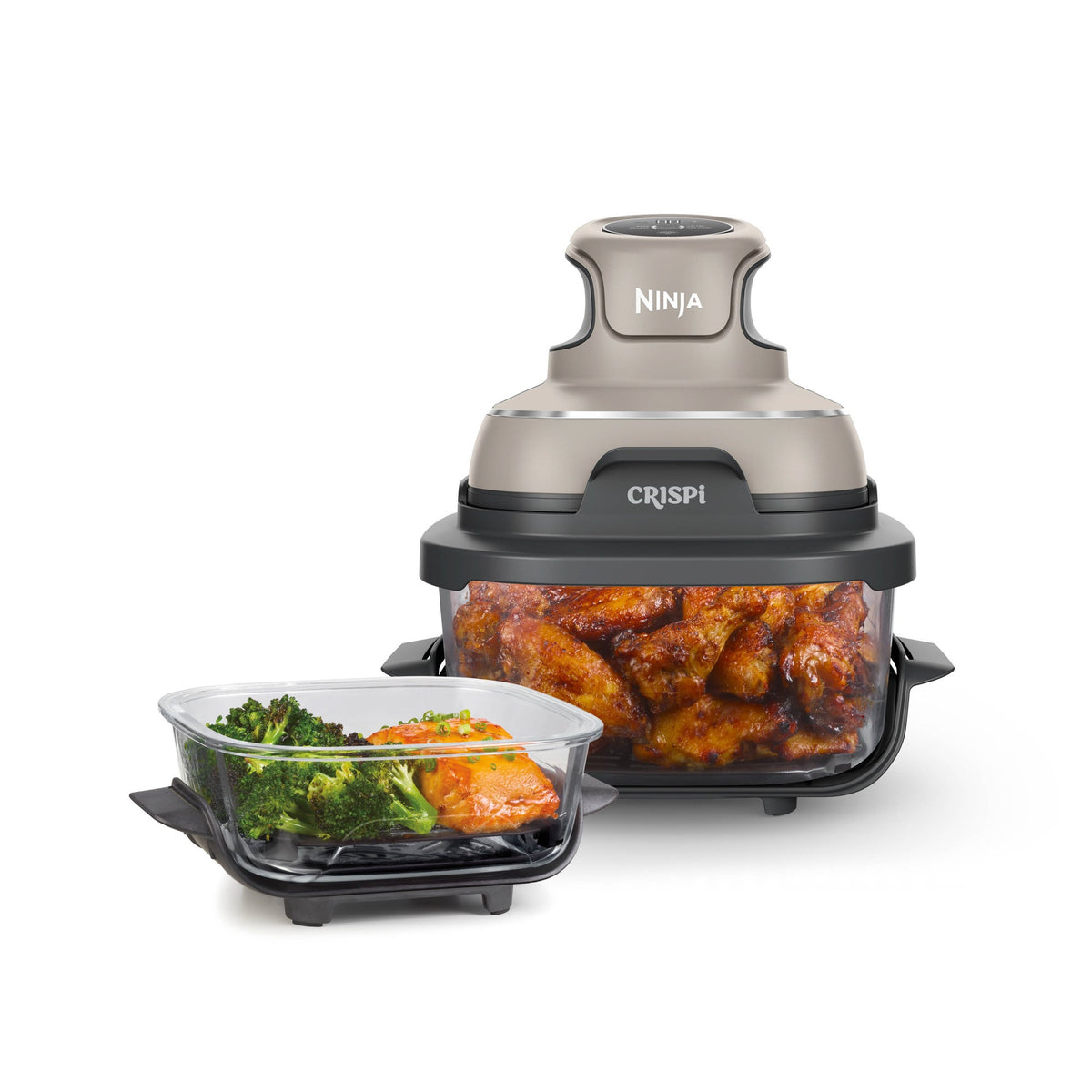 Crispi 4-in-1 Portable Glass Air Fryer Cooking System in Stone