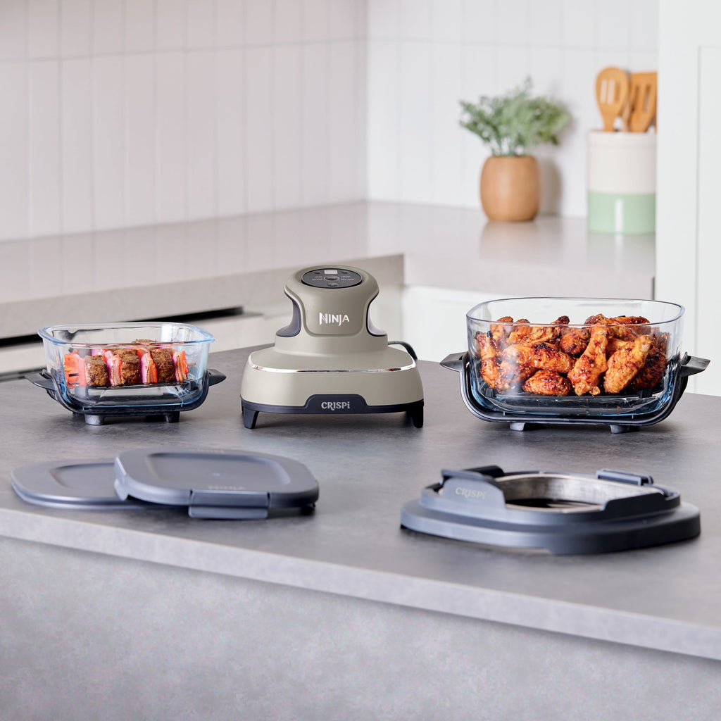 Crispi 4-in-1 Portable Glass Air Fryer Cooking System in Stone