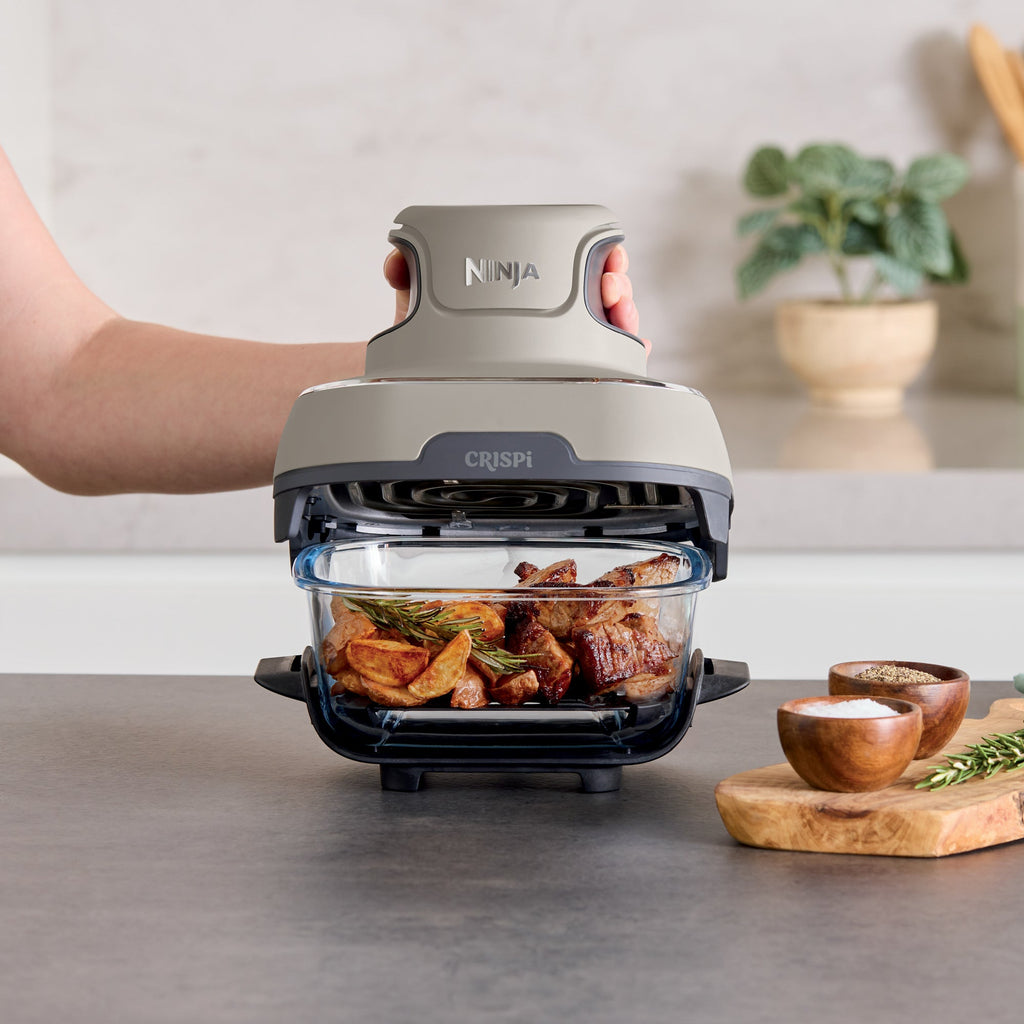 Crispi 4-in-1 Portable Glass Air Fryer Cooking System in Stone