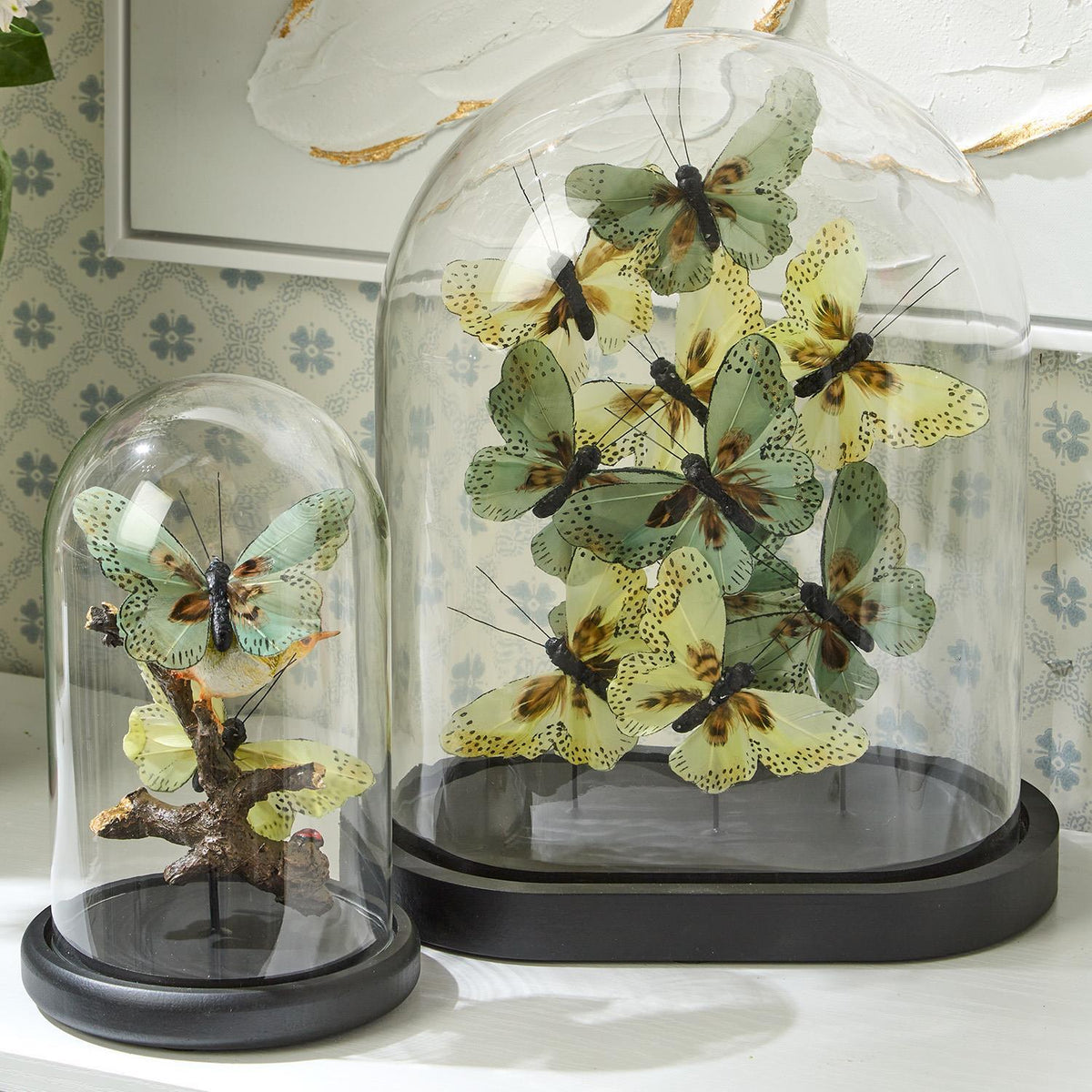 Flora and Fauna Butterfly & Bird Sculpture in Round Dome