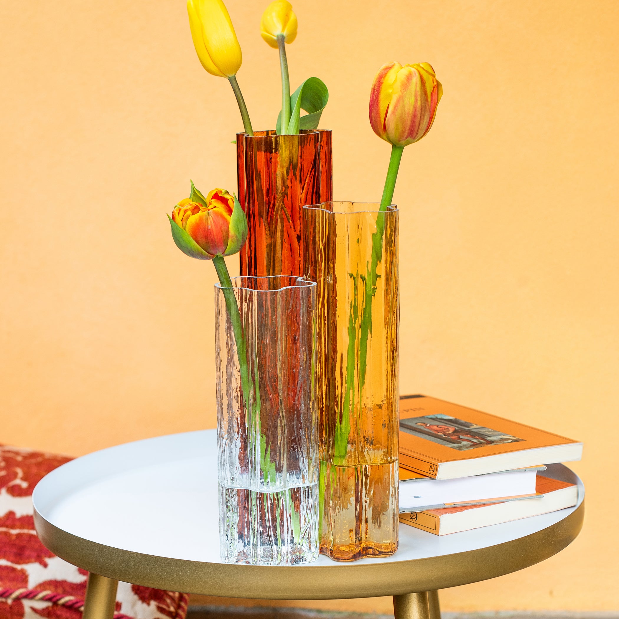Flora Glass Vase in Amber