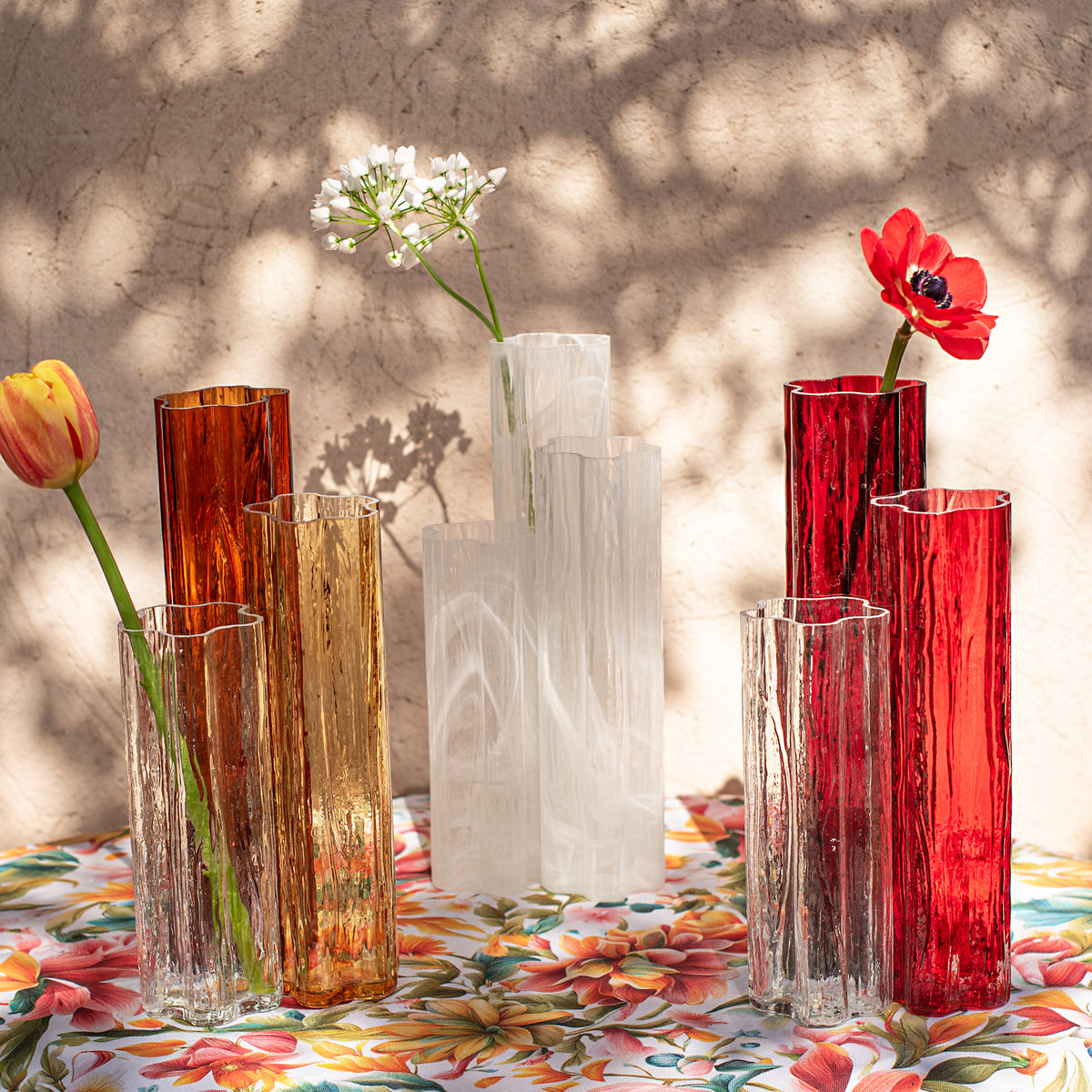 Flora Glass Vase in Amber