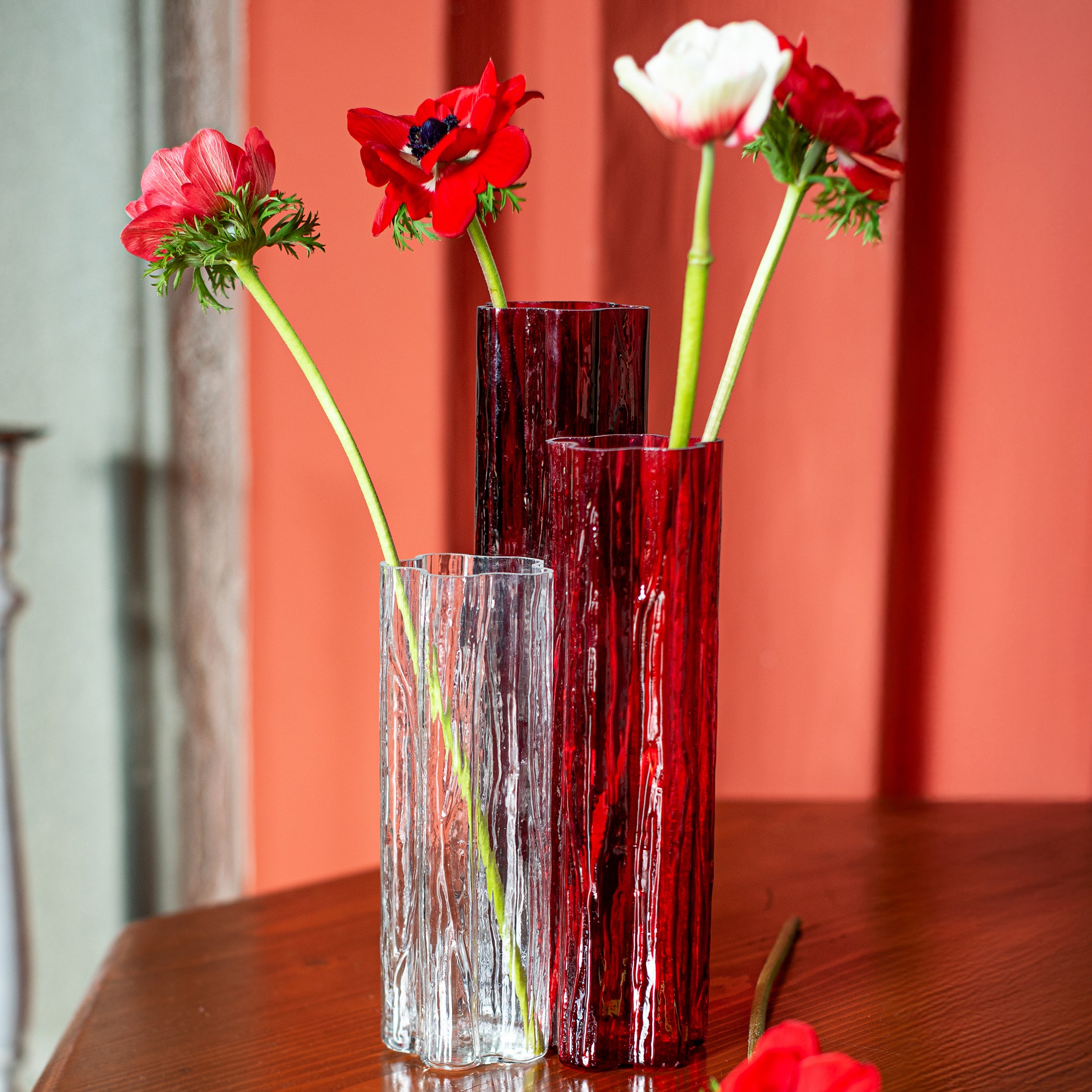 Flora Glass Vase in Red
