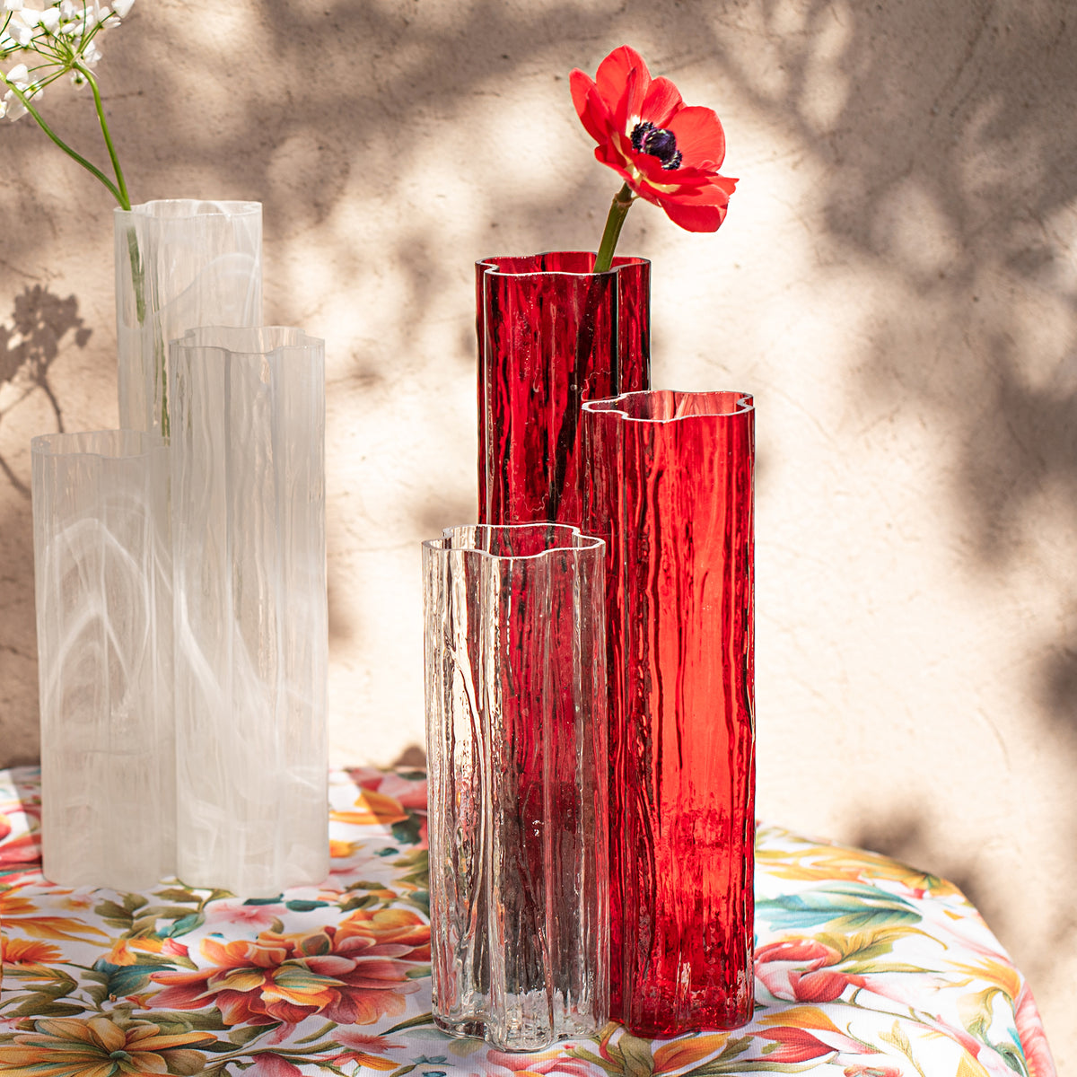 Flora Glass Vase in Red