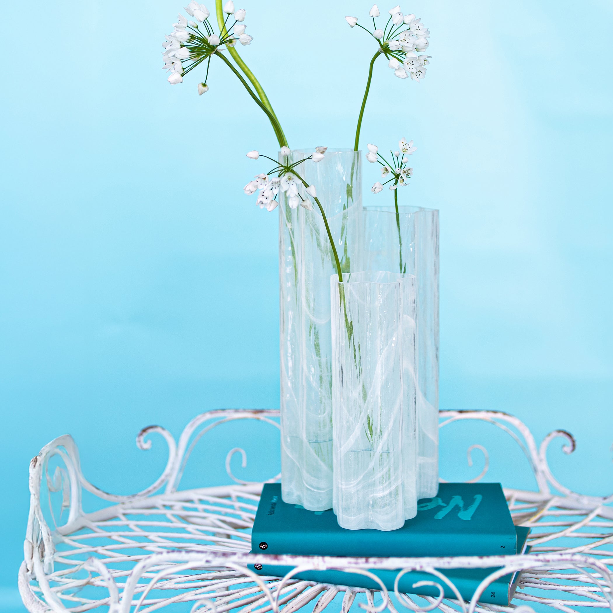 Flora Glass Vase in White