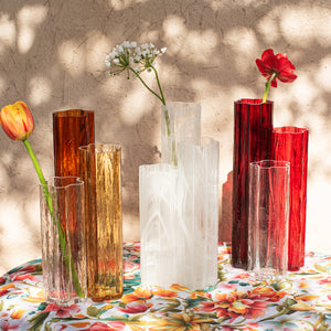 Flora Glass Vase in White
