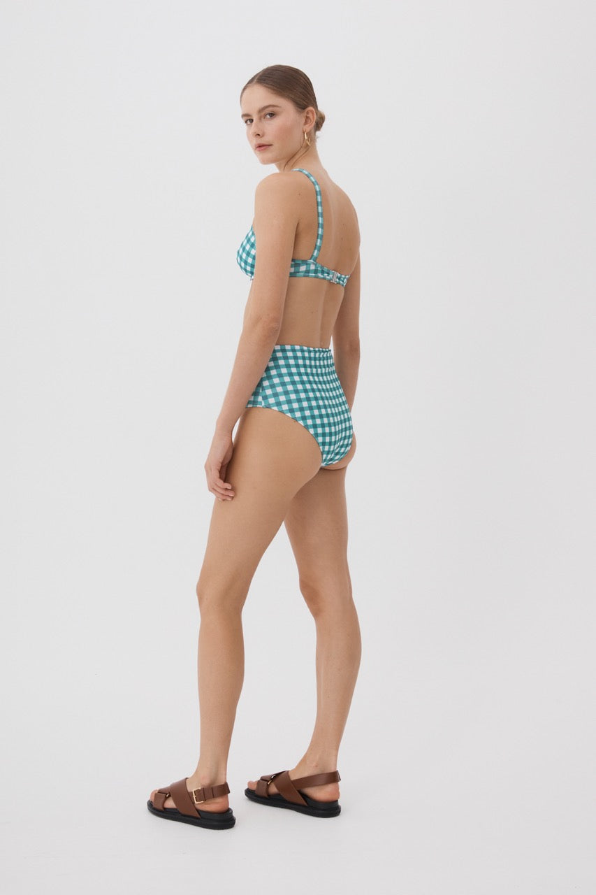 Forest Gingham High-Waisted Bottom