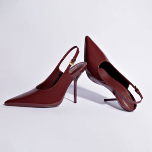 Larroudé x Altuzarra Pump In Burgundy Patent Leather