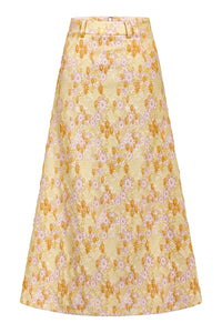 Frances Daisy Stretch Brocade Midi Skirt